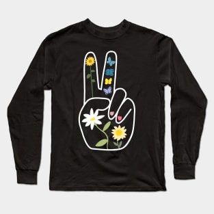 Peace Sign Flowers Long Sleeve T-Shirt